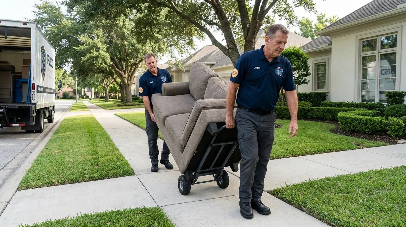 Local residential moving crew loading furniture in Greenwood, WI